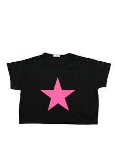 Černý crop top s hvězdou 
