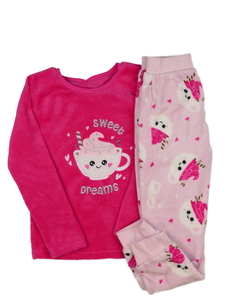 Růžové teplé pyžamo se šálkem