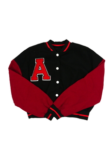 Černo-červená crop mikina na patenty vel. 176