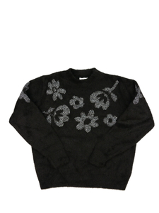 Šedý žinylkový svetr s květinami Next