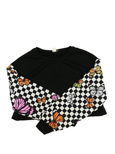 Černá crop mikina s motýly