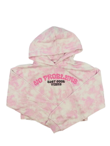 Růžová batikovaná crop mikina 