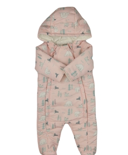 Růžový zimní overal s medvědy 