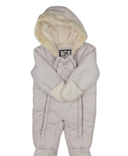 Světlý overal s kožíškem okolo kapucky