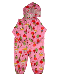 Růžová kombinéza do deště s obrázky 