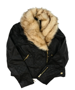 Černá koženková bunda River Island