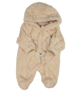 Hnědý chlupatý zimní overal s čumáčkem