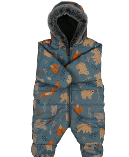 Modrá zimní kombinéza se zvířátky Nutmeg