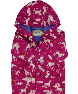 Růžová nepromokavá bunda s jednorožci