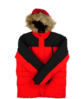 Černo-červená prošívaná zimní bunda vel. 170 Georg