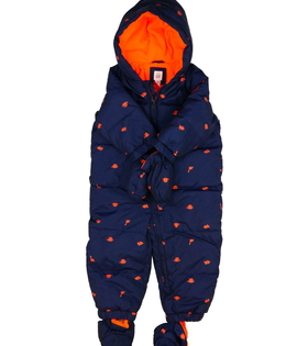Modrá zimní kombinéza s oranžovými detaily Gap