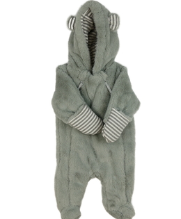 Šedý chlupatý zimní overal 