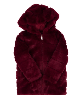 Tmavě červený chlupatý kabátek F&F