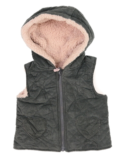 Šedá vesta s růžovým vnitřním chlupem 