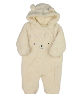 Krémový chlupatý zimní overal Nutmeg