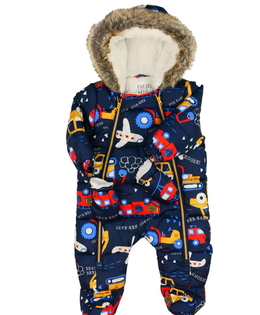 Tmavě modrá zimní kombinéza s obrázky F&F