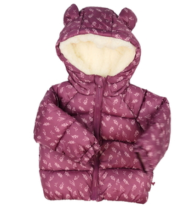 Fialová zimní bunda s větvičkami