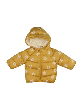 Žlutá květinová zimní bunda F&F