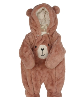 Růžová chlupatá kombinéza s čumáčkem 