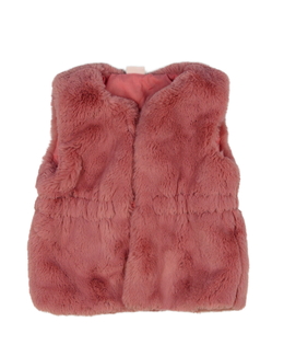 Růžová chlupatá vesta Next