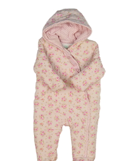 Růžový květinový zimní overal 