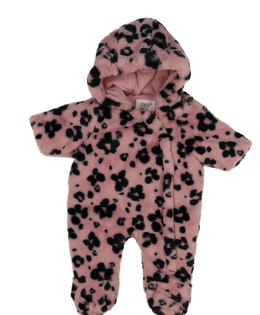 Růžový chlupatý vzorovaný overal F&F