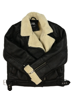 Černá koženková zimní bunda Zara