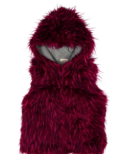 Červená chlupatá vesta Next