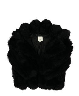 Černý chlupatý kabátek River Island 