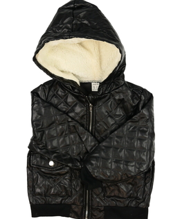 Černá koženková prošívaná bunda 