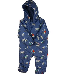 Modrá zimní kombinéza s pejsky John Lewis 