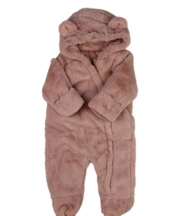 Růžový chlupatý zimní overal 
