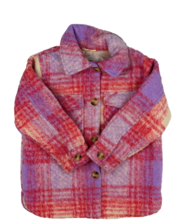 Červeno-fialový košilový kabátek 