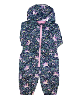 Modrá přechodová kombinéza s jednorožcem 