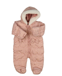 Růžová zimní kombinéza s volánky 