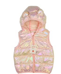 Nová růžová metalická prošívaná vesta