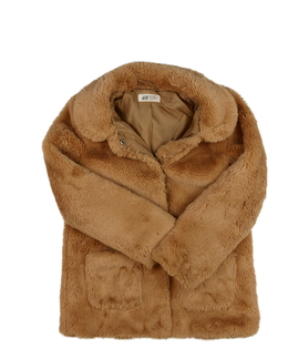 Hnědý chlupatý kabát H&M