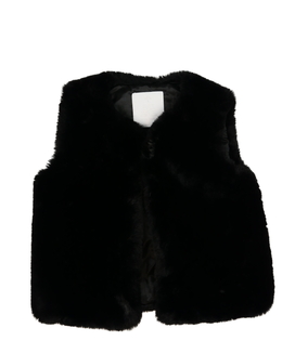 Černá chlupatá vesta 