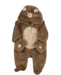 Hnědý chlupatý zimní overal Next