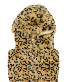 Hnědá vzorovaná chlupatá vesta