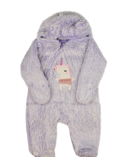 Fialový chlupatý zimní overal 