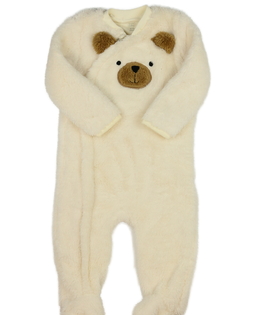 Krémový chlupatý přechodový overal 