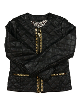 Černá stylová koženková bunda 