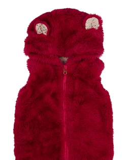Červená chlupatá vesta s oušky Nutmeg 