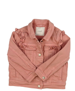 Růžová riflová bunda s volánky Next