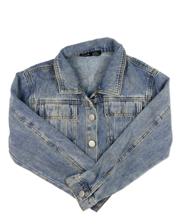 Modrá riflová crop bunda 