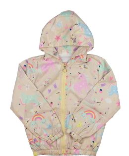 Béžová větrovka s obrázky 