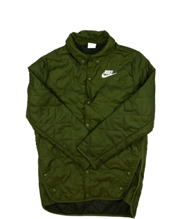 Zelená prošívaná delší přechodová bunda Nike 