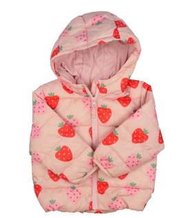 Růžová prošívaná zimní bunda s jahodami M&S