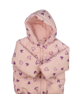 Růžová zimní bunda se srdíčky Primark 